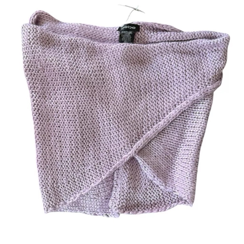 Bebe Knit Top Shrug Twist Front Lilac Knit Sleeveless M
